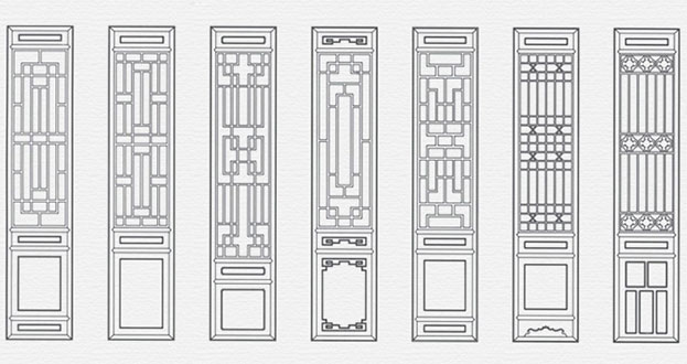 北川常用中式仿古花窗图案隔断设计图